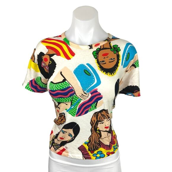 Zara Tops - Zara Multicolor Diversity Artwork Women Graphic Short Sleeve T-Shirt Top Size S